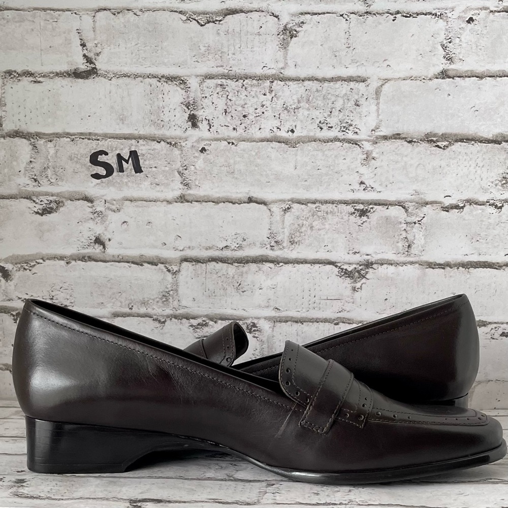 Etienne Aigner Women’s Leather Slip On Brown Loafers Old Money Preppy Size 9M - Picture 9 of 16